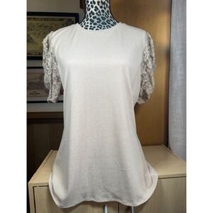 LaRouge Beige & Lace sleeved shirt